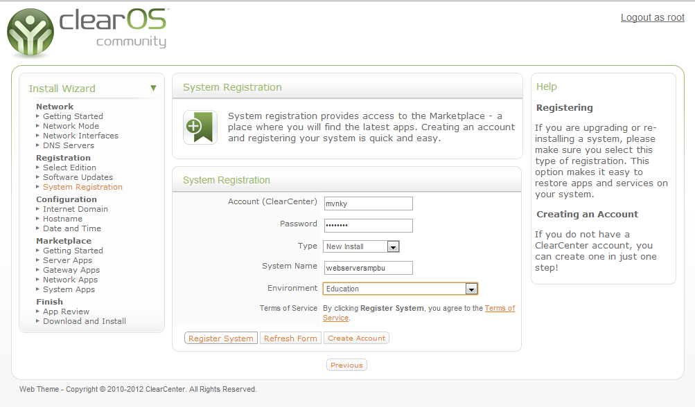 System registration