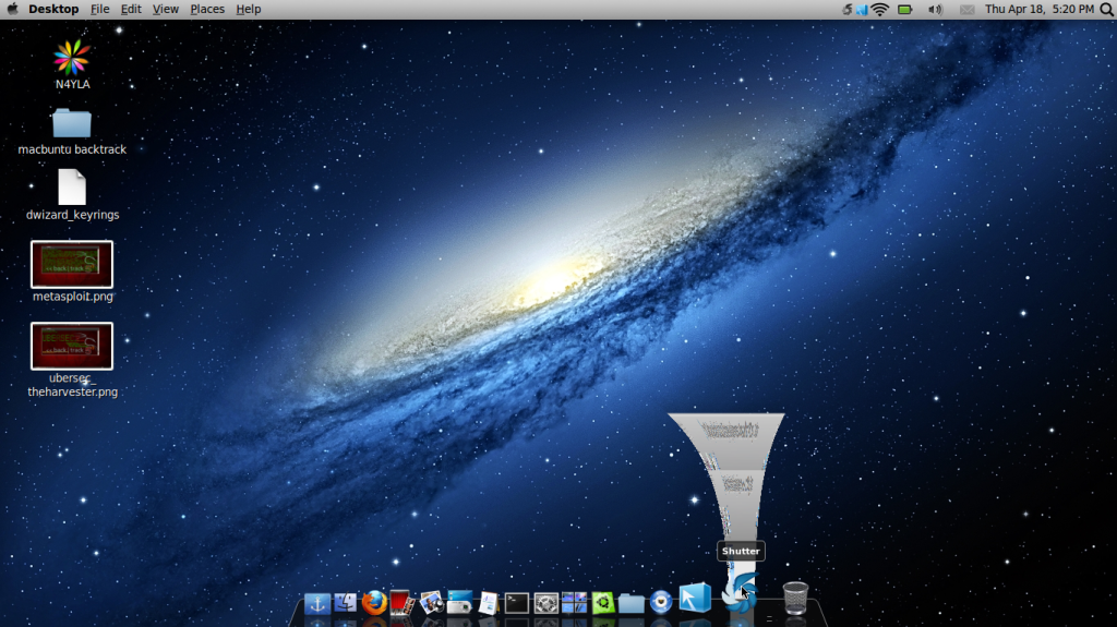 Mac OSX themes Backtrack 5R3 in action
