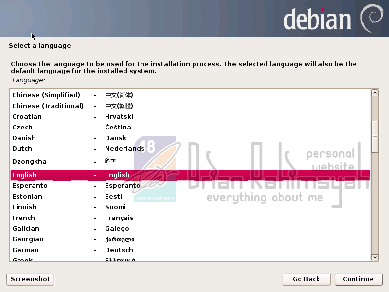 Debian 7 select language